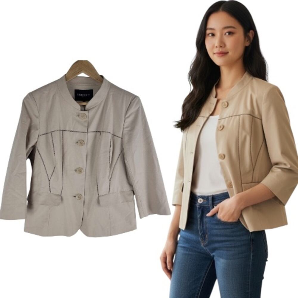Lafayette 148 Petite Lightweight Jaceket Lined Beige Size 12P